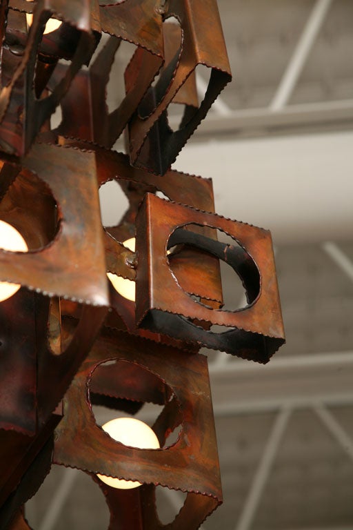 Cubist Copper Chandelier by Tom Greene for Feldman Lighting 1