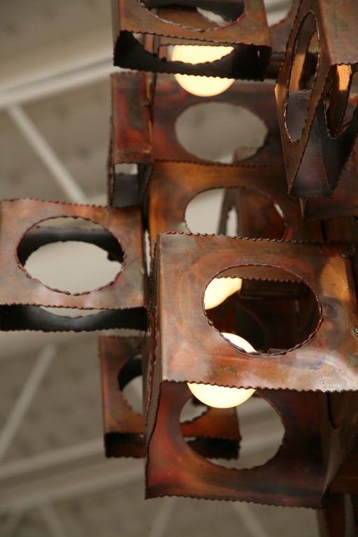 Cubist Copper Chandelier by Tom Greene for Feldman Lighting 2