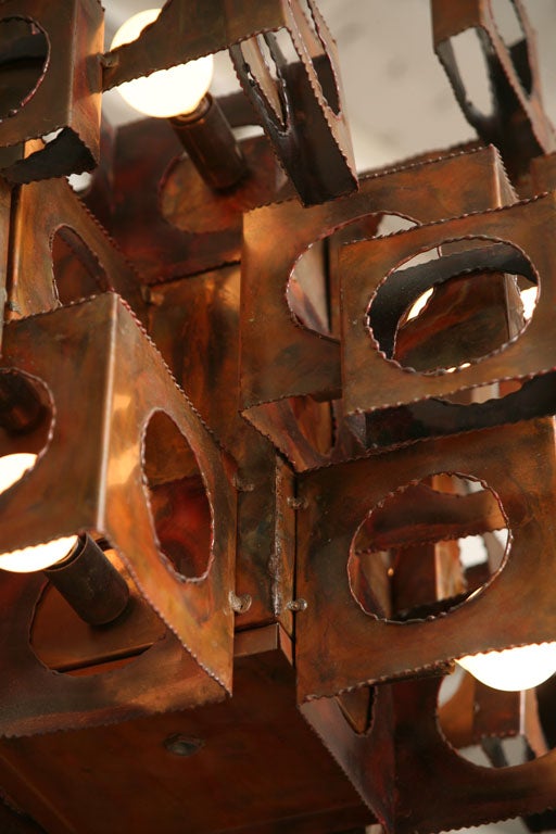 Cubist Copper Chandelier by Tom Greene for Feldman Lighting 3