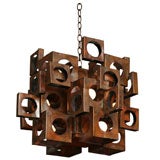 Cubist Copper Chandelier by Tom Greene for Feldman Lighting