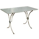 Marble-Topped Wrought Iron Conservatory Table