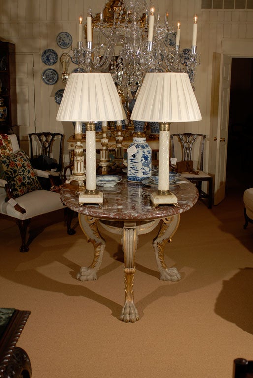 Pair Twisted Alabaster Lamps