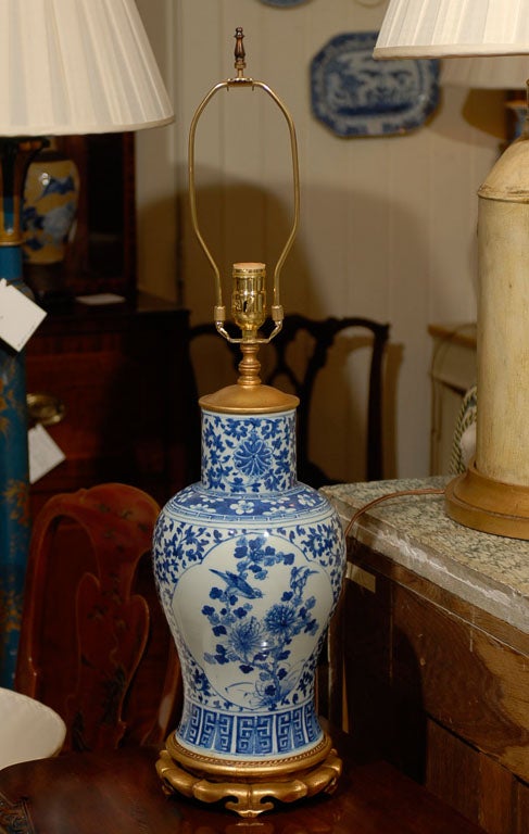 Chinese Blue and White Vase as Lamp