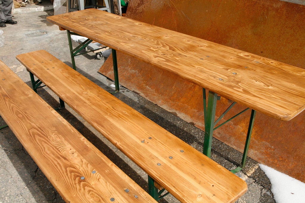 beer hall table and benches