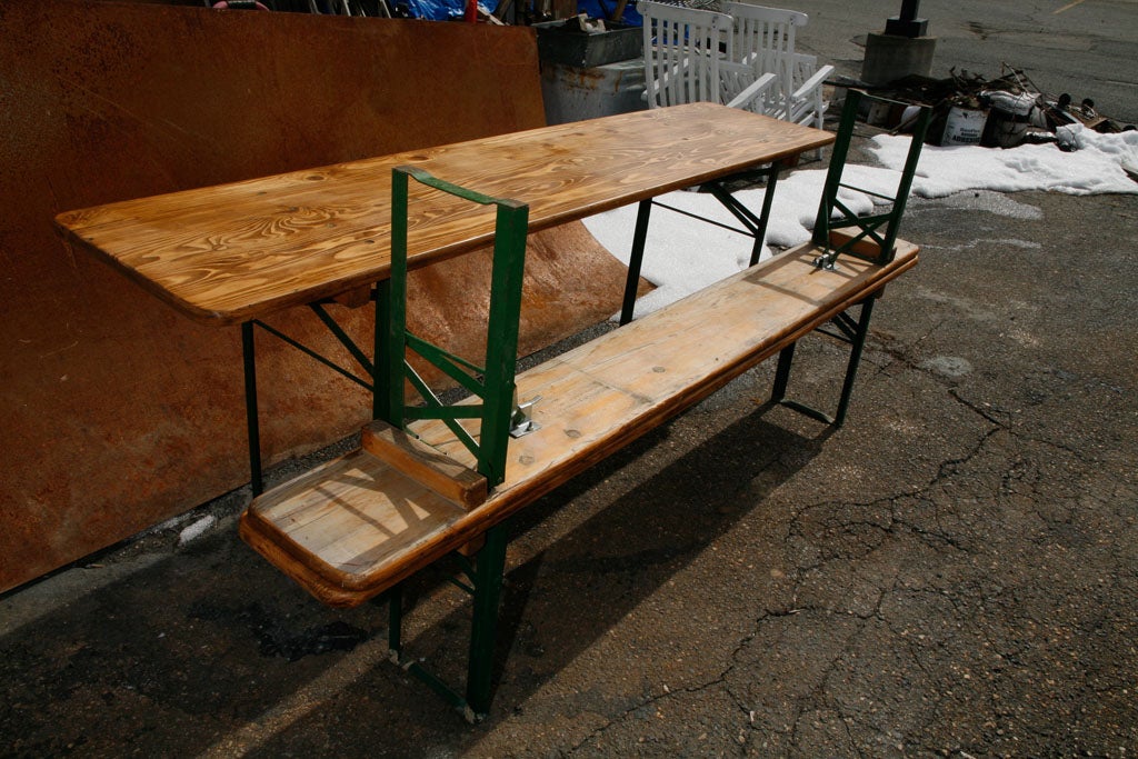 Wood German Beer Hall Table & Benches