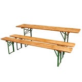 Vintage German Beer Hall Table & Benches