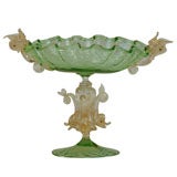 Antique Salviati, Venetian Murano Green Large-scale Centerpiece/Compote