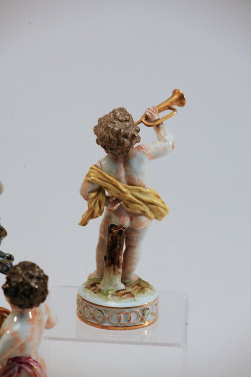 Hand-Painted Set of 10 Capo Di Monte Putti Figurines Depicting Musicians