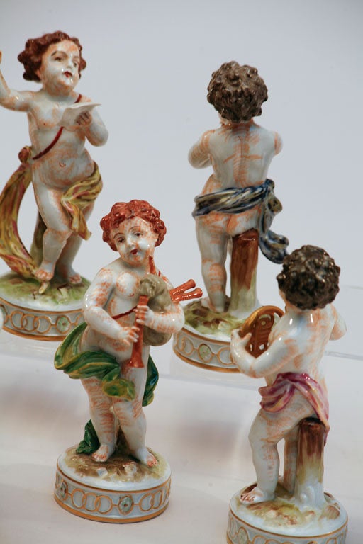 Set of 10 Capo Di Monte Putti Figurines Depicting Musicians In Excellent Condition In Great Barrington, MA