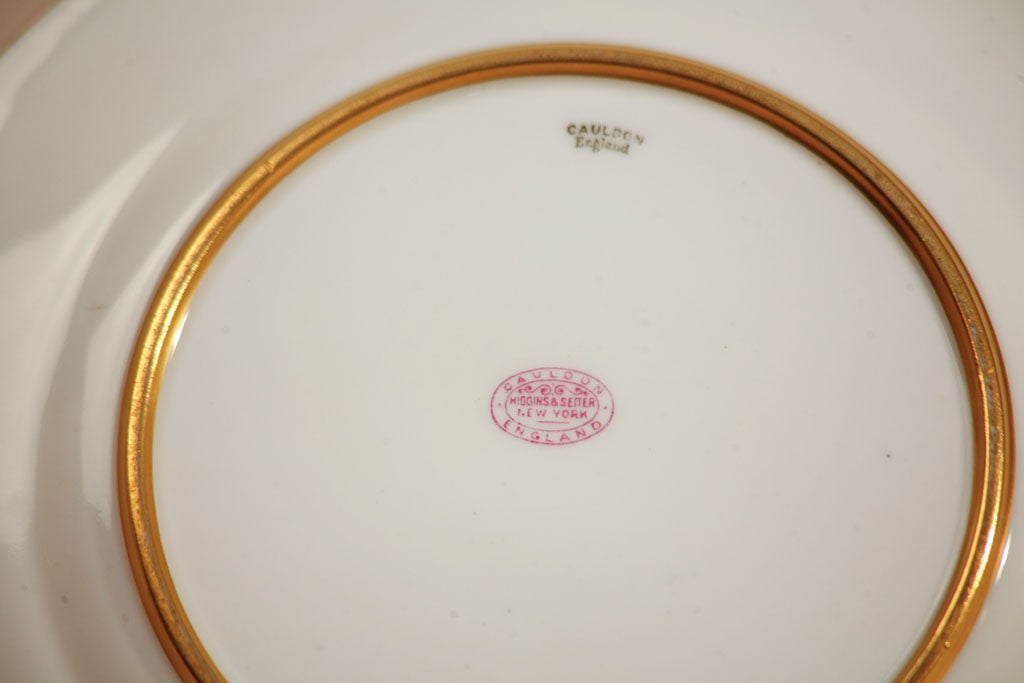 Spectacular Set of 12 Cauldon Hand-Painted Service Presentation Plates For Sale 3