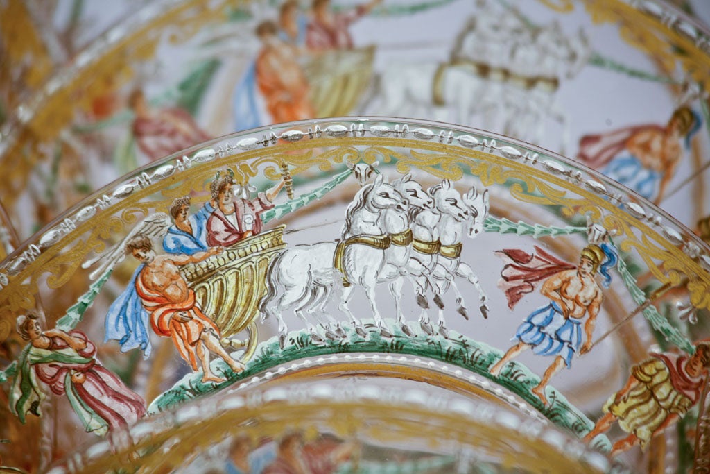 Set of 12 Salviati Hand Blown Chargers-Hand Painted 1