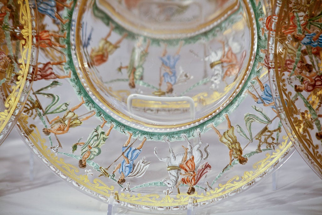 Set of 12 Salviati Hand Blown Chargers-Hand Painted 2
