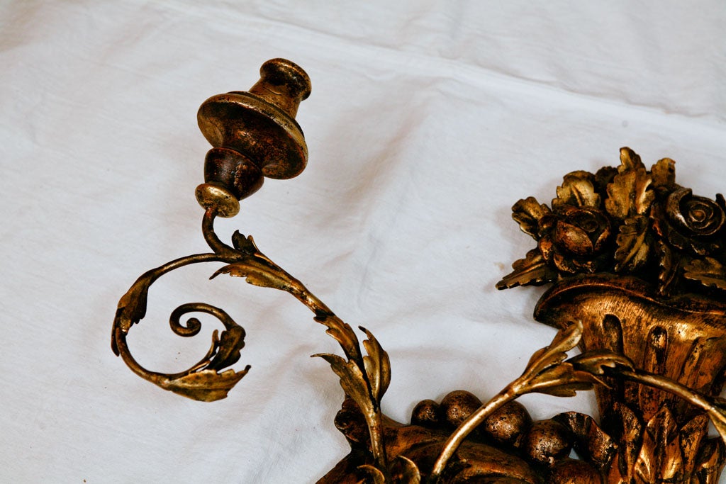 Wood Pair of Italian Sconces For Sale