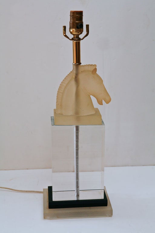 Lucite Horse Lamp