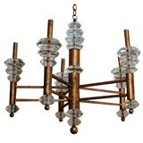 Gilt Metal and Lucite Chandlier