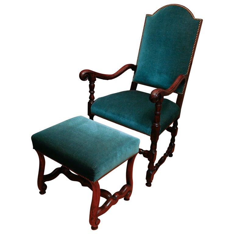English Chair and Ottoman For Sale