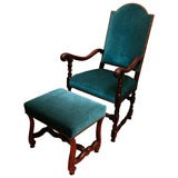 Antique English Chair and Ottoman