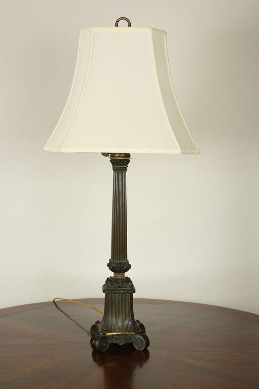 pair of Italian neoclassic bronze lamps