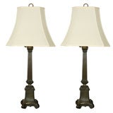 pair of Italian neoclassic bronze lamps