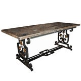 1940
s Iron and Marble Table