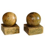 Pair of marble sphere bookends