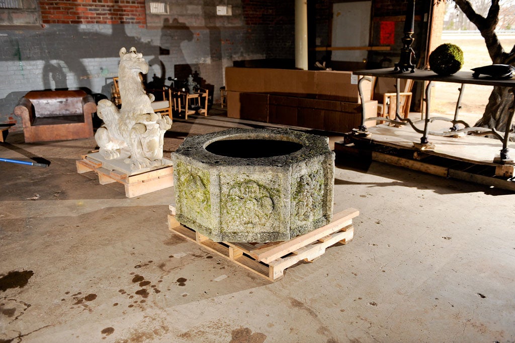 Ancient French Wellhead, octagonal, w/carved faces