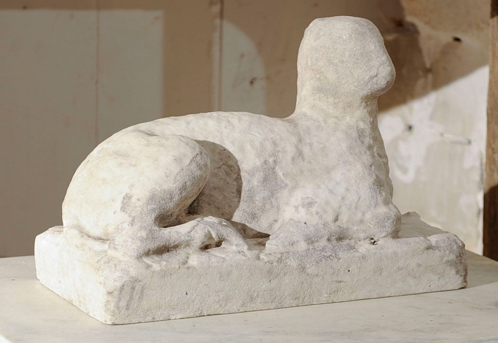 lamb sculpture, marble, wonderfully worn
