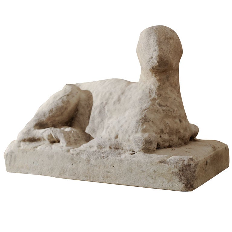 Marble sculpture of a lamb, wonderfully worn For Sale
