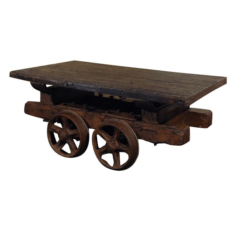 Antique Rail Cart Coffee Table