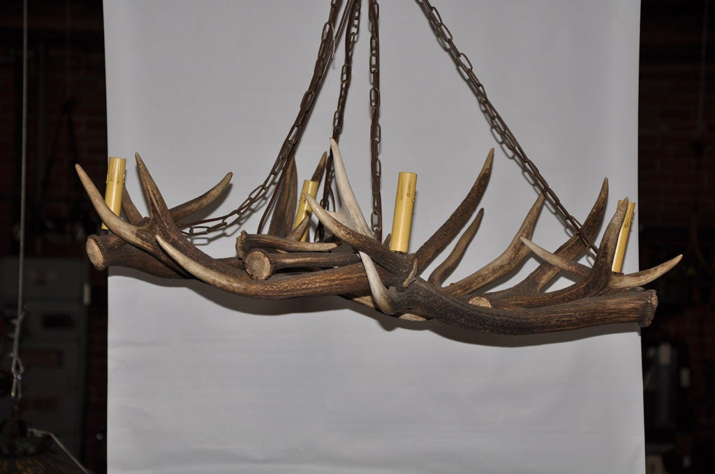 Metal Deer Horn Chandelier For Sale