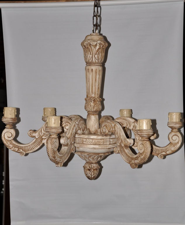 20th Century Carved Wood Chandelier For Sale