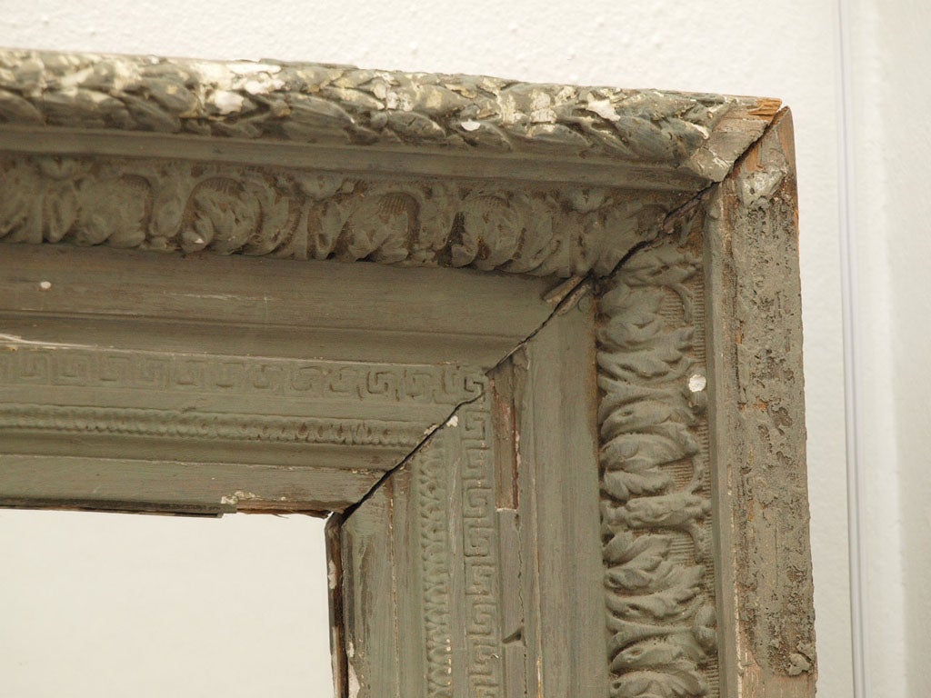 French Antique Chippy Hand-Carved Wall Mirror