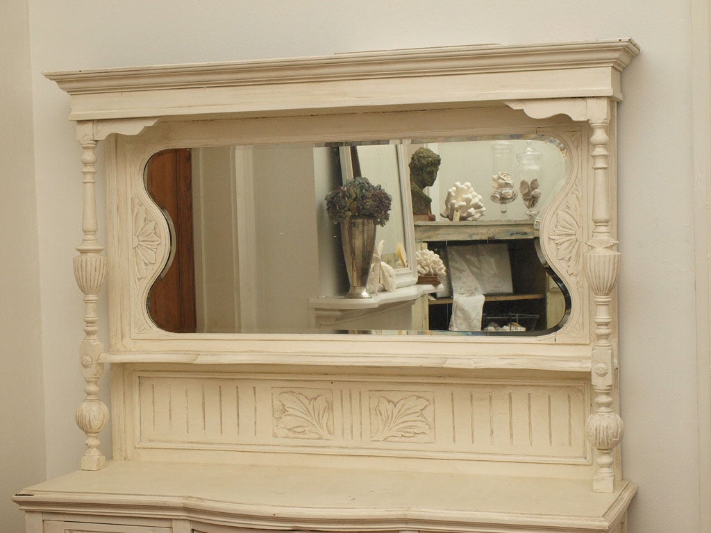 Antique Cream Server with Mirror and Gorgeous Hand Carvings