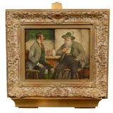 Charming Pub Scene of Two Gentlemen by Irish Artist E. Hagen