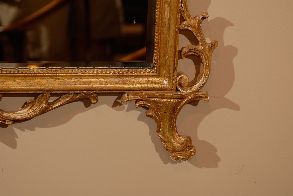 Sheraton Style Gilt Mirror with Scroll and Urn Pediment For Sale 4