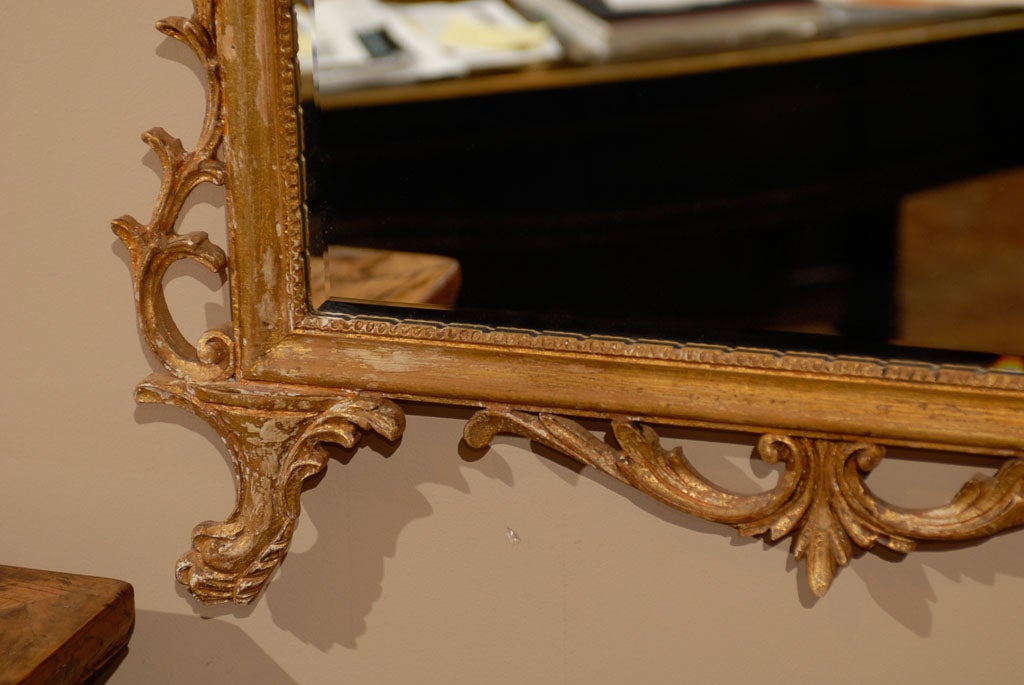 Sheraton Style Gilt Mirror with Scroll and Urn Pediment For Sale 5
