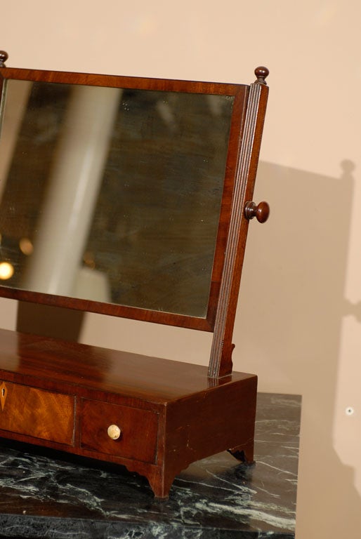 19th Century English Swinging Gentleman's Table Mirror of Flame Mahogany