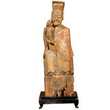 17th Century Chinese Sculpture of an Elder Holding a Dog