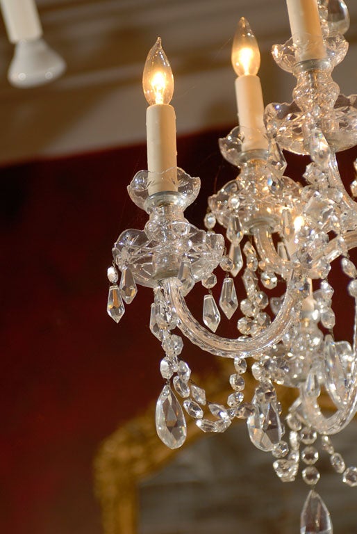 Waterford Style All Crystal Chandelier In Excellent Condition In Chamblee, GA