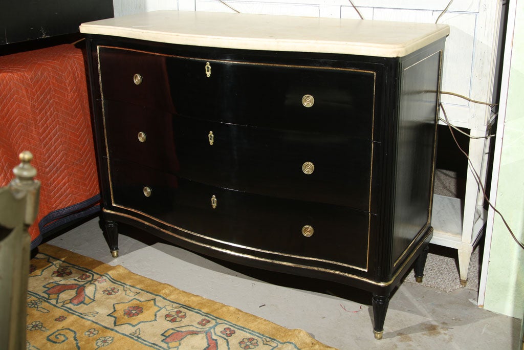 Maison Jansen Ebonized Marble Top Commode