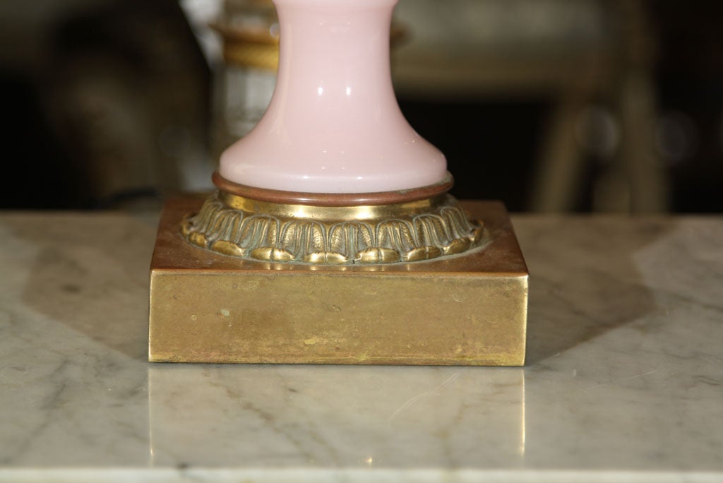 French Pair of Pink Opaline Lamps