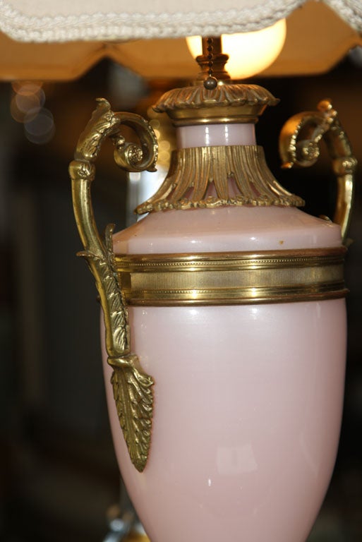 20th Century Pair of Pink Opaline Lamps