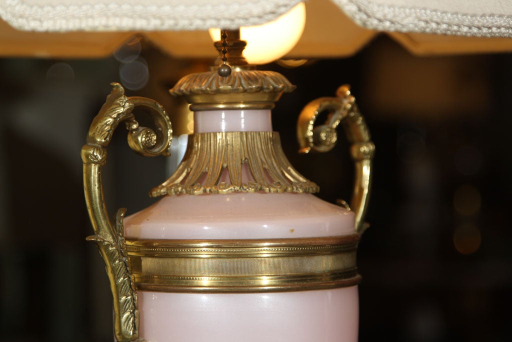 Pair of Pink Opaline Lamps 1