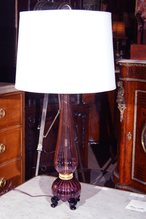 Pair of Amethyst & Gold  Murano Lamps
