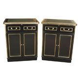 Pair  Stamped Jansen Ebonized Side Tables / Stands