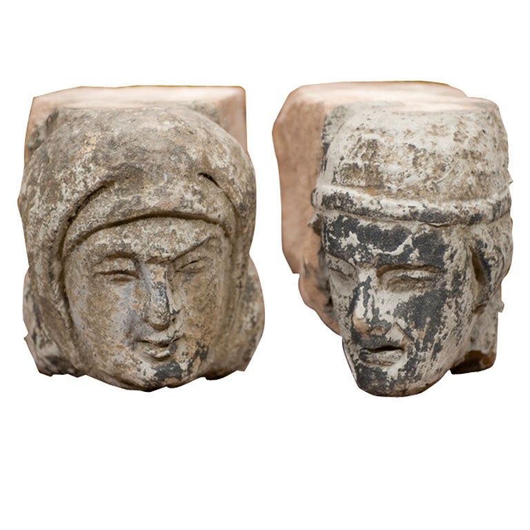 Pair of architectural stone blocks