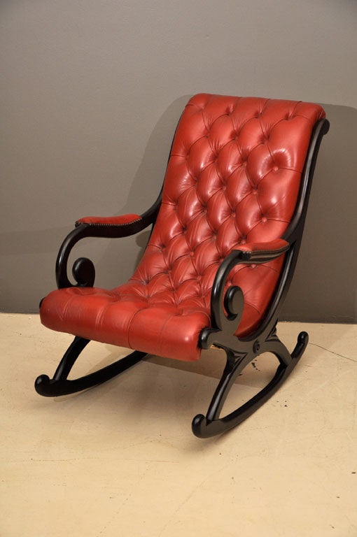 Sculptural 1960's Red Leather Rocker