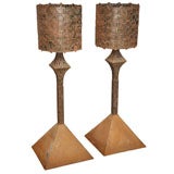 Vintage Pair Of Sculptural Torch-Cut Steel Floor Lamps