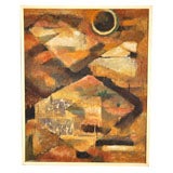 Mid-Century Japanese Abstract Painting Titled "Ricefield"