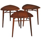 Set Of Three John Keal Solid Walnut Side Tables